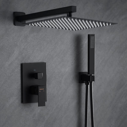 Fransiton Shower System Rain Shower System Set Ceiling Mounted, Rainfall Shower Head with Handheld, Bathroom Shower Kit (Valve Included) (8" - Wall Mount, Matte Black)