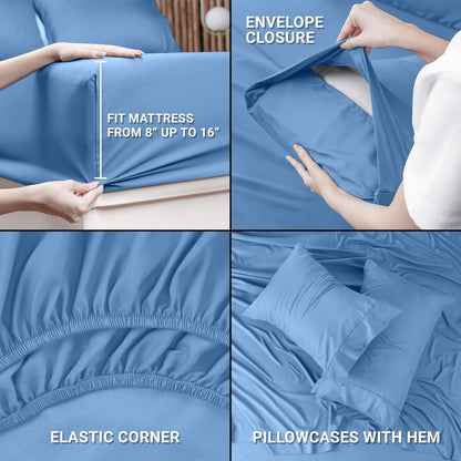 Utopia Bedding Queen Bed Sheet Set - 4 Piece Bedding - Soft Brushed Microfiber Fabric - Shrinkage & Fade Resistant - Easy Care (White)