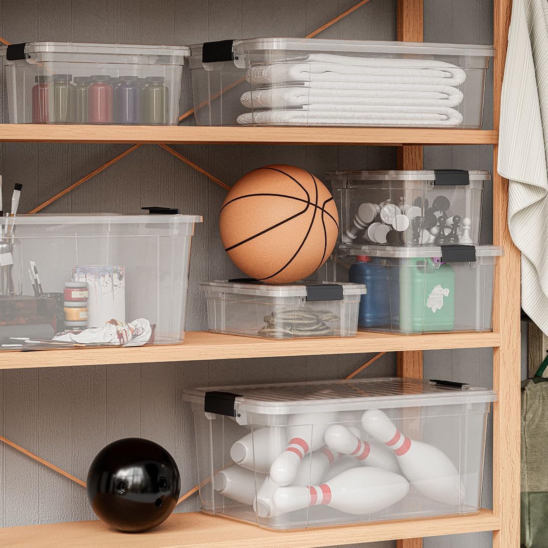 Superio Storage Bins with Lids- 3 Pack, 1.85 Qt Clear Boxes for Organizing, Stackable Plastic Containers- BPA Free, Non-Toxic, Odor Free, Organizer for Home, Office, Dorm