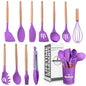 12-Piece Purple Kitchen Utensils Set with Holder – Heat-Resistant Silicone Cooking & Baking Tools, Gentle on Nonstick Pans, Easy to Clean, Stylish Kitchen Accessories - PuriLite