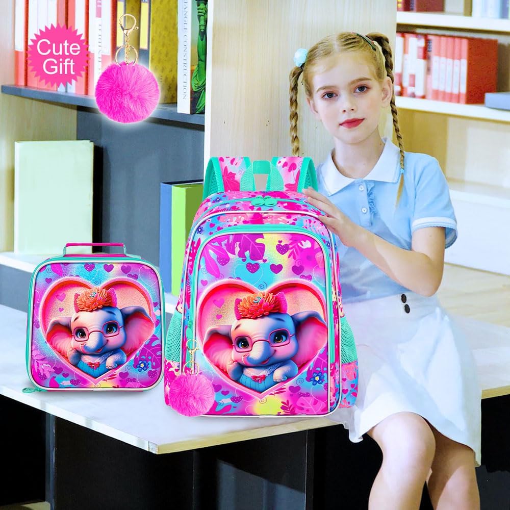 3pcs Backpack for Boys and Girls, 16” Kids Kindergarten Bookbag with Lunch Box, Cute Elementary Backpacks for Boy Girl