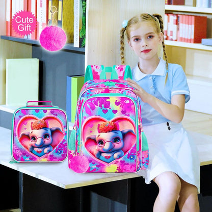 3pcs Backpack for Boys and Girls, 16” Kids Kindergarten Bookbag with Lunch Box, Cute Elementary Backpacks for Boy Girl