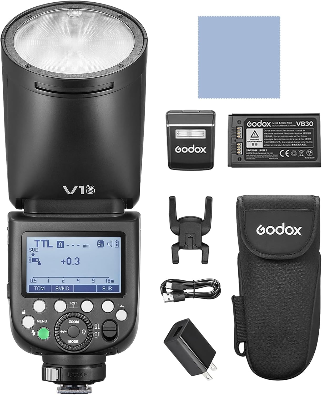 Godox V1S Professional Camera Flash Speedlite TTL Speedlight Round Head Wireless 2.4G Fresnel Zoom Compatible with Sony a7RII a7R a58 a99 ILCE6000L a7RIII a7R3 a9 a77II a77 a350 Camera for Photography