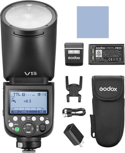 Godox V1S Professional Camera Flash Speedlite TTL Speedlight Round Head Wireless 2.4G Fresnel Zoom Compatible with Sony a7RII a7R a58 a99 ILCE6000L a7RIII a7R3 a9 a77II a77 a350 Camera for Photography