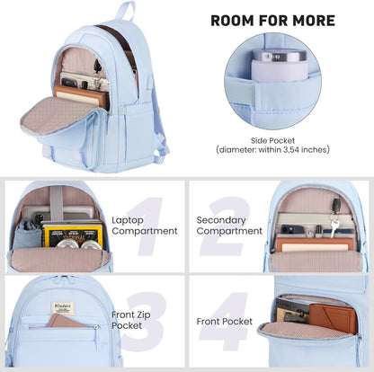 WINDARS School Backpack for Teen Girls, Cute College Backpacks for Women Students Aesthetic Bookbag Large 15.6 Inch Laptop Bag Middle School Travel Back Pack (Khaki Beige)