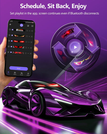 XAXVSTS Multifunctional Bright 2PCS Eyes Car Motorcycle/Golf Cart Windshield - 15in x 4in [ 2025 Tech Two Screen Synchronization Chips ] Flexible Programmable LED Eyes for Car