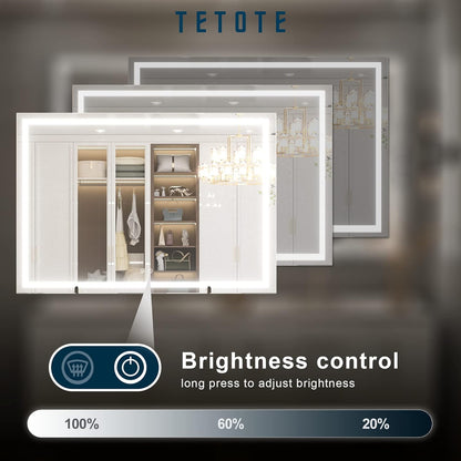 TETOTE 36 x 28 Bathroom LED Mirror Bedroom LED Mirror Fashion Style Vanity Makeup Mirror Dimmable Anti-Fog Wall Mounted Birthday Gift Housewarming Gift Wedding Gift