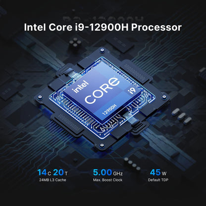 BOSGAME Mini PC P2 Pro, Intel i9-12900H (14C/20T,up to 5GHz) 32GB DDR5 RAM 1TB PCIe Gen 4 NVMe SSD Mini PC, 1x Thunderbolt 4 Port, 2X 2.5G LAN Ports,4K Triple Display, WiFi 6E, Bluetooth 5.2