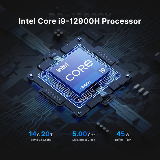 BOSGAME Mini PC P2 Pro, Intel i9-12900H (14C/20T,up to 5GHz) 32GB DDR5 RAM 1TB PCIe Gen 4 NVMe SSD Mini PC, 1x Thunderbolt 4 Port, 2X 2.5G LAN Ports,4K Triple Display, WiFi 6E, Bluetooth 5.2 - PuriLite