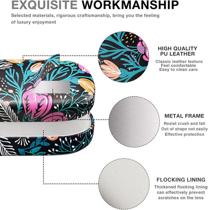 molshine Hard Shell Leather Sunglasses Case,Classic Large Glasses Case for Women Men,Sunglass Eyeglasses