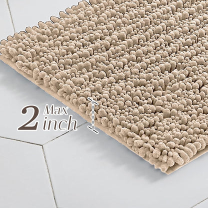 Walensee Bathroom Rug Non Slip Bath Mat (24x17 Inch Blush) Water Absorbent Super Soft Shaggy Chenille Machine Washable Dry Extra Thick Perfect Absorbant Best Small Plush Carpet for Shower Floor