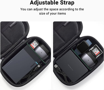 UGREEN Travel Case Universal Electronic Accessories Bag Cable Organizer Portable Carrying Pouch for Mini Speaker, USB Cable, Memory Cards, Power Bank, Hard Drive, Charger, Cosmetics, and More