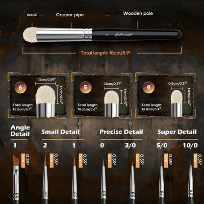 Detail Paint Brushes Set 10pcs Miniature Brushes for Fine Detailing & Art Painting - Acrylic, Watercolor,Oil,Models