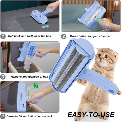 Wouble Pet Hair Remover Roller, Reusable Lint Roller for Pet Hair,Self Clean Dog Cat Fur Removal Brush, from Carpet, Furniture, Rugs, Laundry, Bedding, Sofa-White