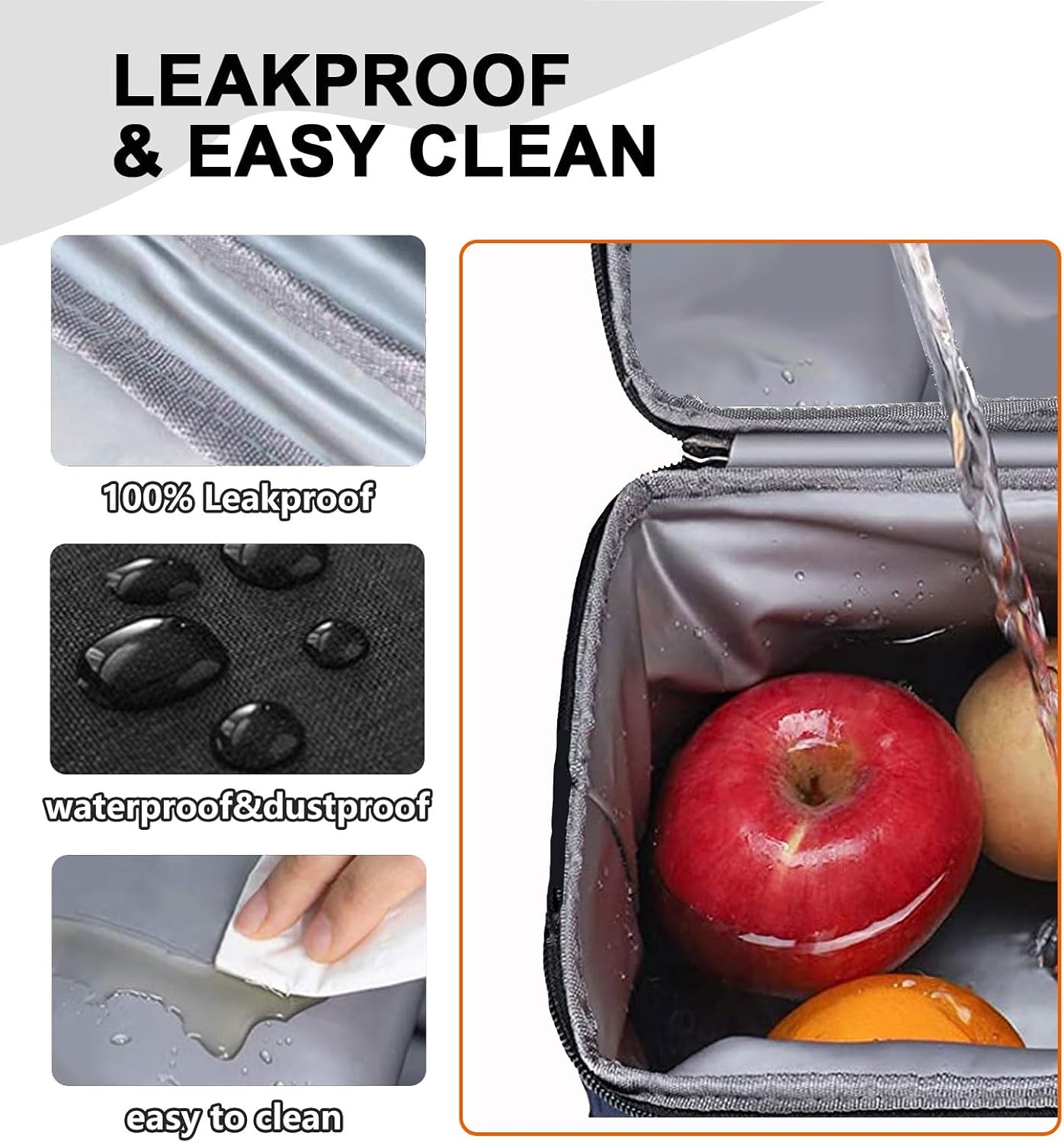 Lunch Bag for Adult Men Women Reusable 10L Large Thermos Lunch Box Food Cooler Bag Leakproof Heated Lunch Bag for Work Office Outdoor Picnic School Unisex Insulated Bag, 12+ Cans (Black)