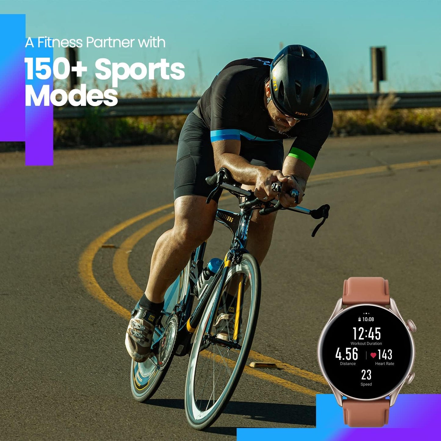 Amazfit GTR 3 Pro Smart Watch for Men 46mm, 14-Day Battery Life, GPS, Alexa Built-In, Bluetooth Calls, Fitness Tracker with 150+ Sports Modes, Sleep Heart Rate Tracking, for Android iPhone, Brown