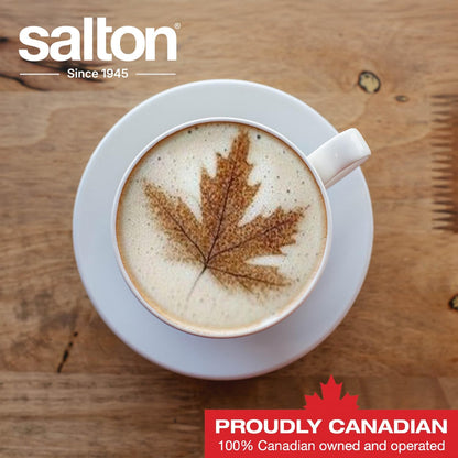 Salton Stainless Steel Milk Frother - Froth, Warm & Foam Milk for Coffees & Lattes