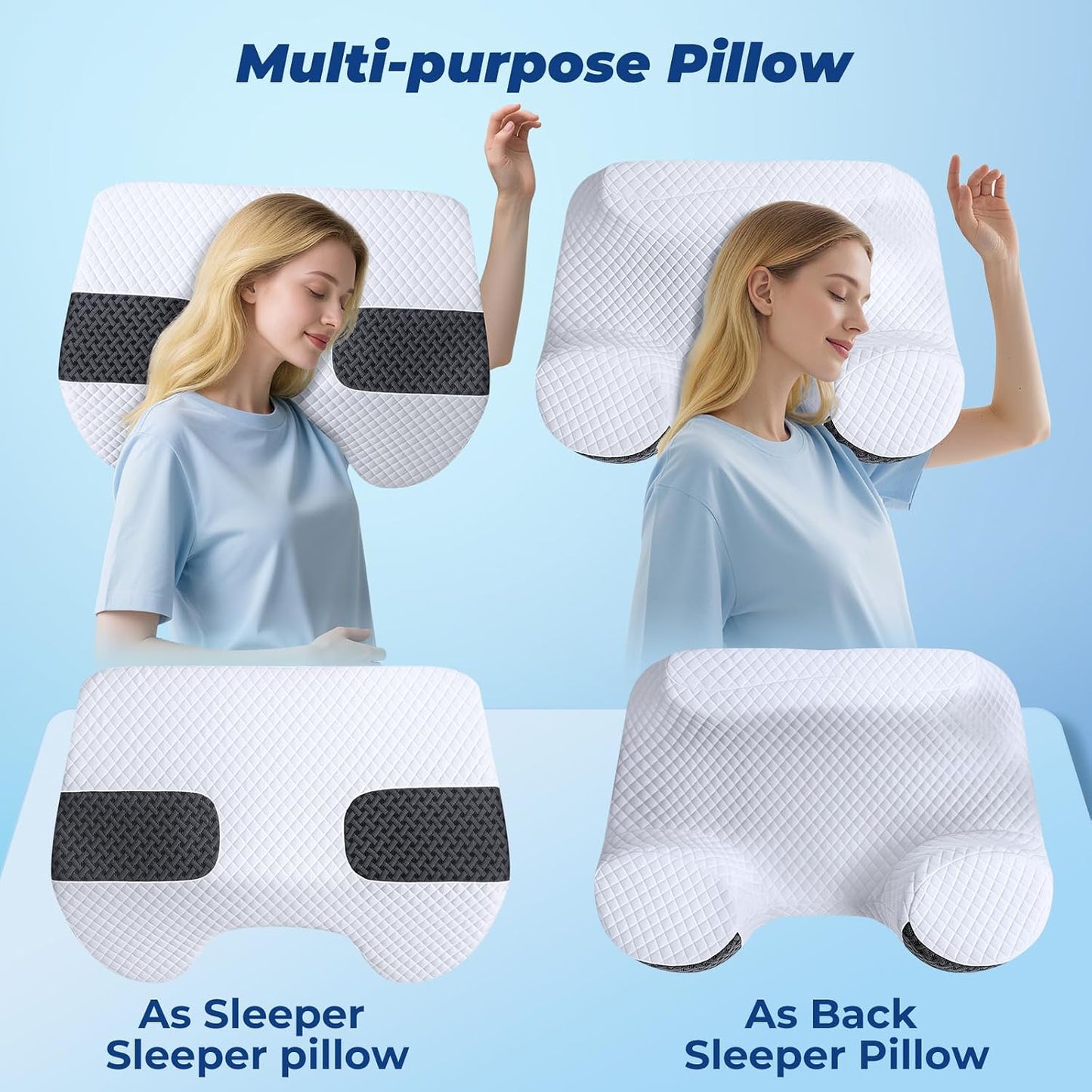 SAHEYER Side Sleeper Pillow with Arm Hole, Memory Foam Shoulder Relief System for Neck Pain, Multi-Angle Armholes Pillow for Many Sleeping Positions, Ergonomic Side Sleeper Support Pillow(White)