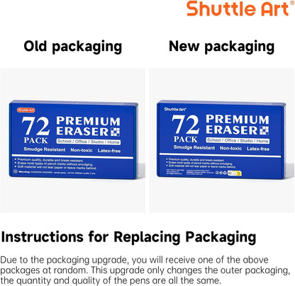Shuttle Art 72 Pack Premium White Erasers, Bulk Classroom Erasers Set for Kids Teachers as School and Office Supplies