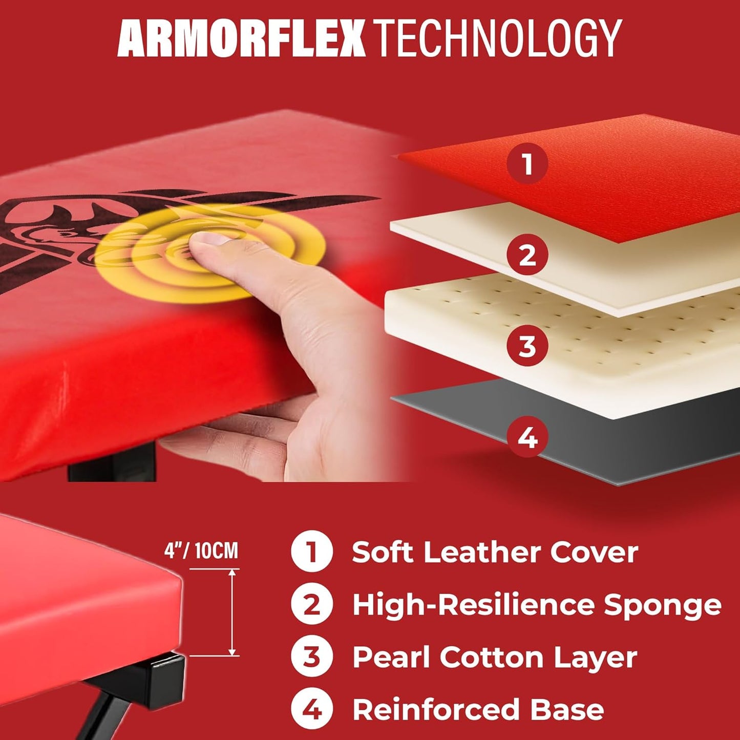 Heavy-Duty Rolling Mechanic Seat with Tool Tray Storage, 300 lb Capacity Garage Shop Stool, Padded Swivel Work Stool with 360° Casters (Red)