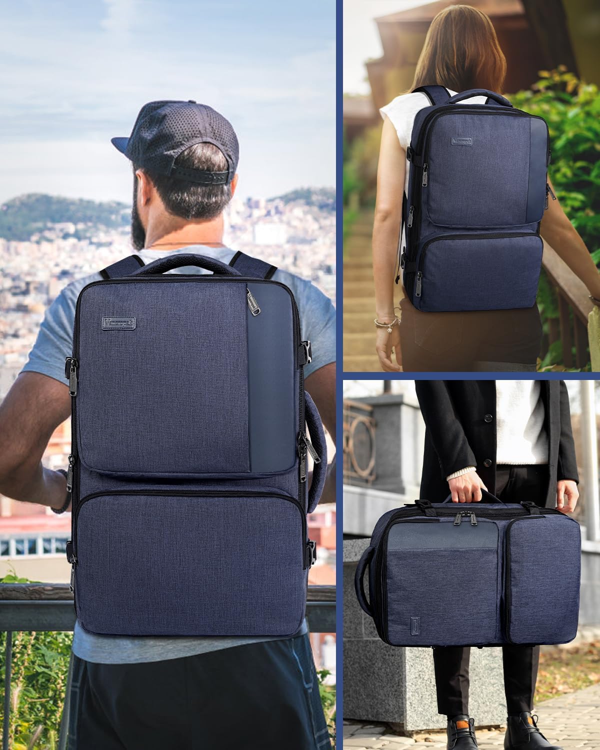 Vancropak Carry on Backpack, Airline Approved 45L Travel Backpack with 3 Packing Cubes