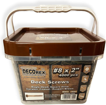 #8 x 3" Deck Screws | Square Drive | Bugle Head | Brown Ruspert | 100pcs Box