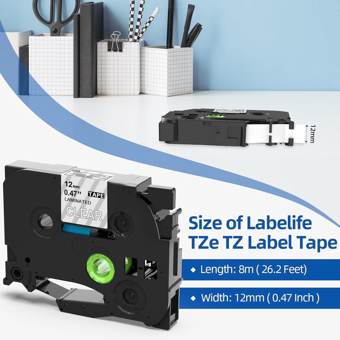 5 Pack Compatible with Brother Label Maker Tape P Touch TZe TZ Tape 12mm 0.47'' Laminated White TZe-231 TZ 231 Label Tape for Brother P-Touch PT-H110 PT-D210 PT-D600 PT-D400AD PT-1290