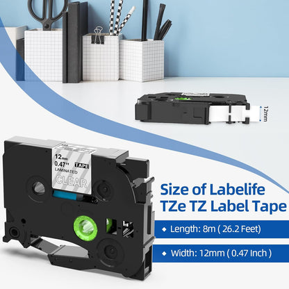 5 Pack Compatible with Brother Label Maker Tape P Touch TZe TZ Tape 12mm 0.47'' Laminated White TZe-231 TZ 231 Label Tape for Brother P-Touch PT-H110 PT-D210 PT-D600 PT-D400AD PT-1290