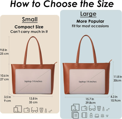 KALIDI Tote Bag Zipper Shoulder Bag Faux Leather Purses for Women Large Casual Handbag Work Dating College