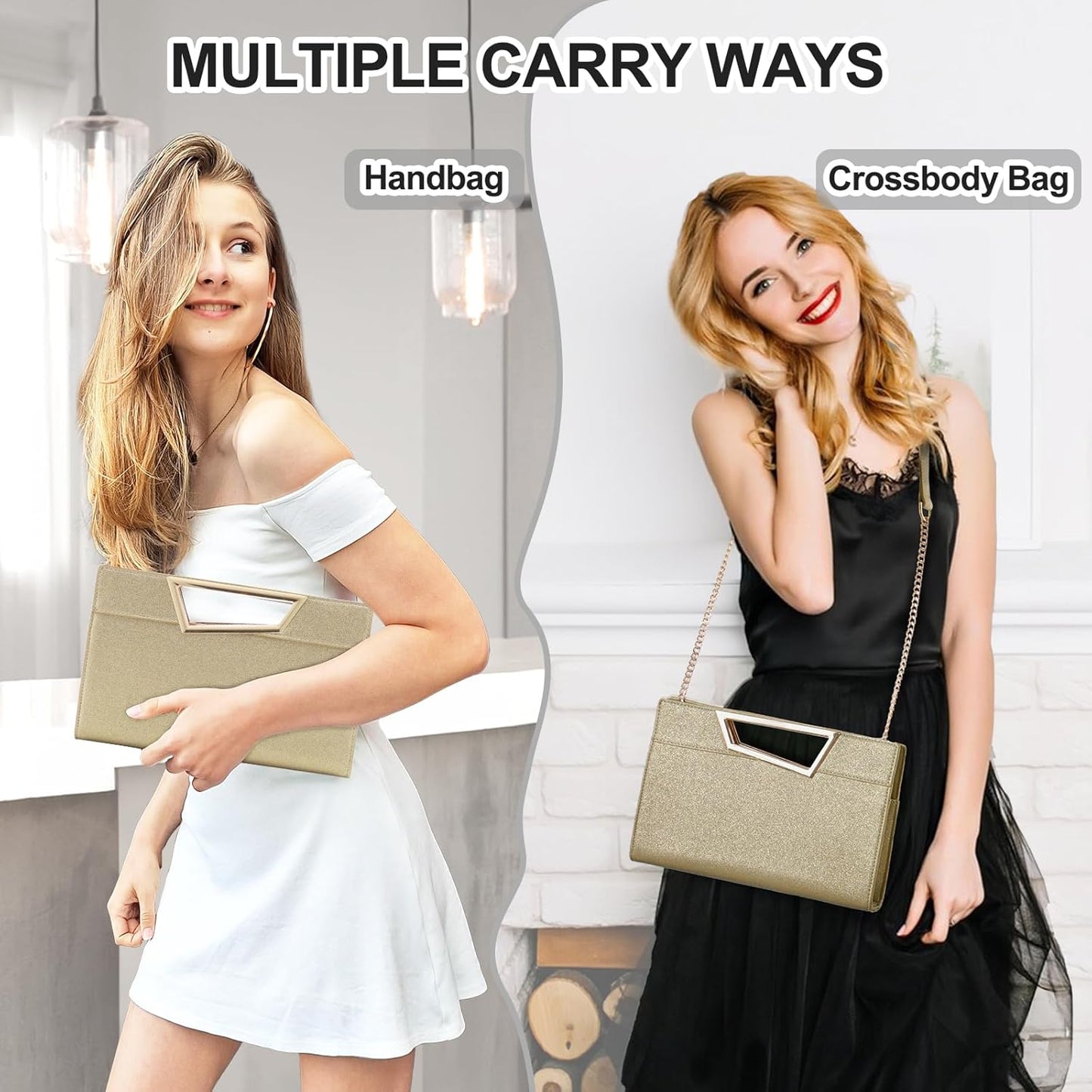 VX VONXURY Clutch Purses for Women,Elegant Vegan Leather Crossbody Purses Handbag Evening Bag for Daily Wedding Party - PuriLite