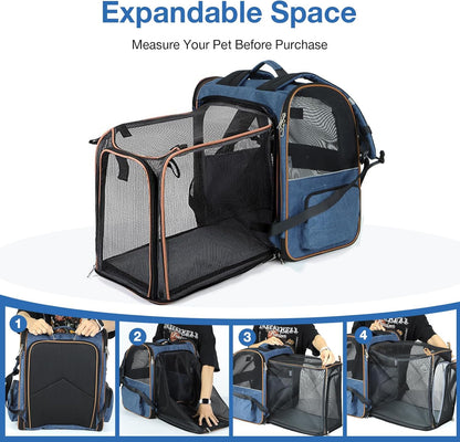 Lekespring Cat Bag, Expandable Cat Backpack Carrier for Small Dogs Medium Cats Fit Up to 18 Lbs, Dog Backpack Carrier, Foldable Pet Backpack Carrier for Travel, Hiking, Outdoor Use (Grey)