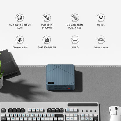 BOSGAME P3 Lite Mini PC, AMD Ryzen 7 6800H Mini Computers, 24GB DDR5, 1TB PCIe SSD, 4K Triple Display & USB4, Dual 2.5G LAN & Wi-Fi 6E & BT5.2, Desktop Computers for Gaming, Office, Design