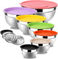 Lazycorner Mixing Bowls with Airtight Lids Set 7 Pcs Stainless Steel Bowls Set Baking Set Non-Slip Silicone Bottoms Great for Serving & Baking