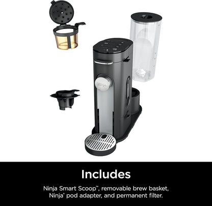 Ninja PB040C Pods & Grounds Single-Serve Coffee Maker, K-Cup Pod Compatible, 56-oz. Reservoir, Iced Coffee Maker, Black