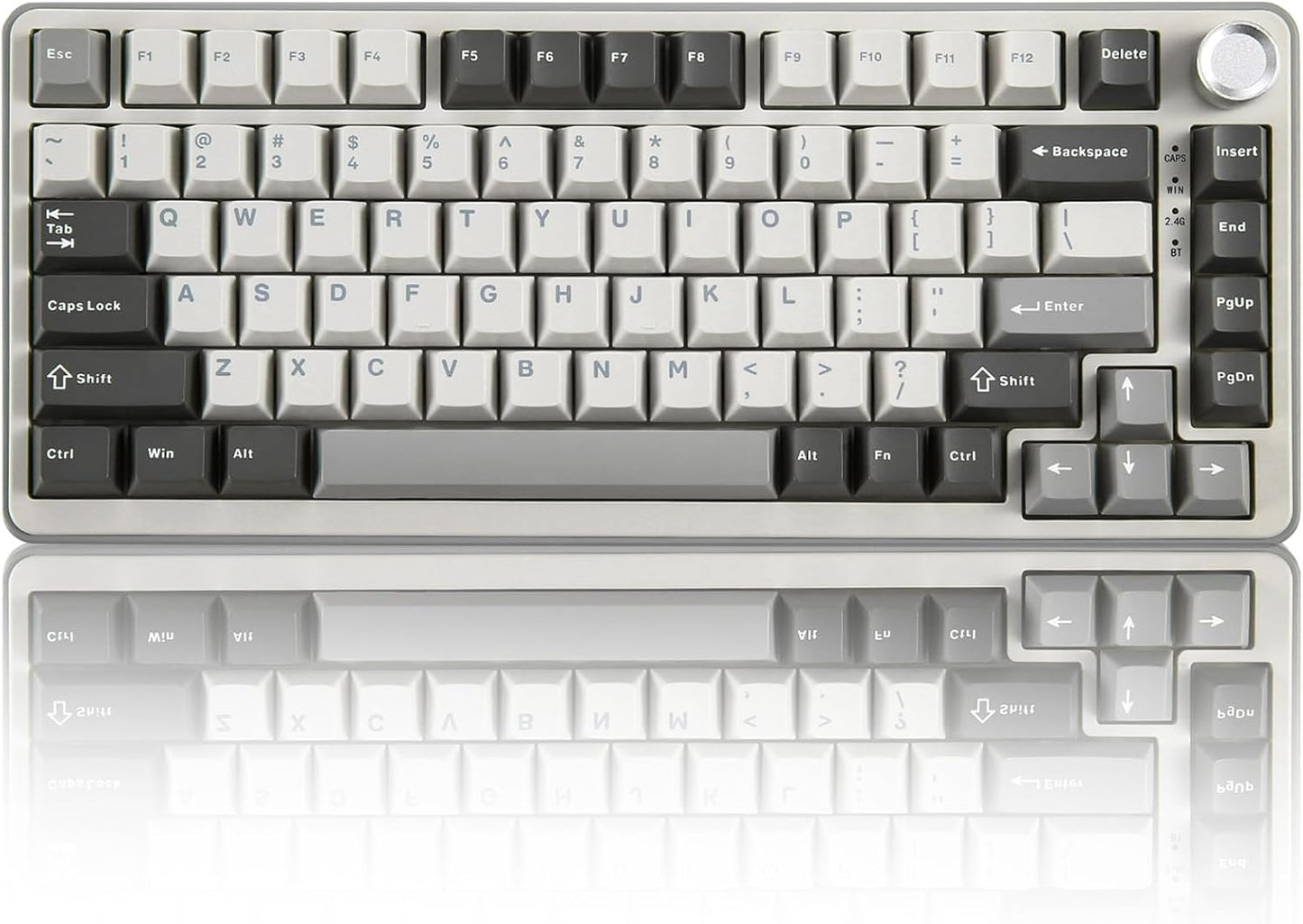 YUNZII B75 PRO Wireless Mechanical Keyboard – 75% Compact Layout with Knob, Hot-Swappable Creamy Switches, RGB Backlit, Tri-Mode Bluetooth/2.4G/Type-C for Windows & Mac – Grey - PuriLite