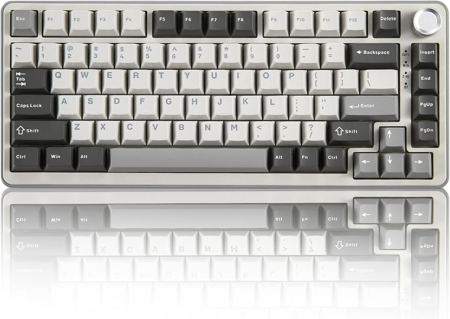 YUNZII B75 PRO Wireless Mechanical Keyboard – 75% Compact Layout with Knob, Hot-Swappable Creamy Switches, RGB Backlit, Tri-Mode Bluetooth/2.4G/Type-C for Windows & Mac – Grey - PuriLite