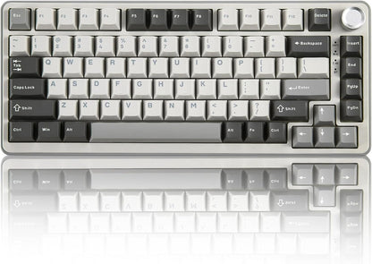 YUNZII B75 PRO Wireless Mechanical Keyboard – 75% Compact Layout with Knob, Hot-Swappable Creamy Switches, RGB Backlit, Tri-Mode Bluetooth/2.4G/Type-C for Windows & Mac – Grey - PuriLite