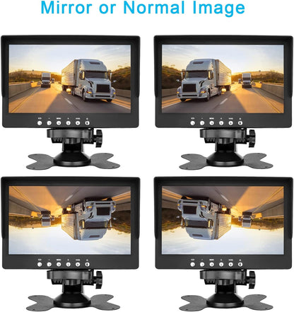 Truck Backup Camera kit,Waterproof Night Vision Rearview Camera cab cam with 7 inch Monitor+ 4 PIN Camera Cable for Bus/Van/Trailer/RV/Camper/Motor Home/Pickup/Harvester/5th Wheel Vehicles(12-24V)