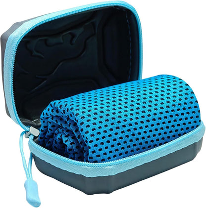 Cooling Towels,Breathable Instant Quick Drying Cool Towel, Microfibre Towel with Zip Storage Case, Cooling Neck Wrap for Men Women, Ice Towels for Gym Workout Running Yoga (Blue)