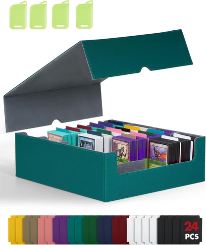 ZLCA Card Storage Box for MTG PTCG, Commander Deck Box Holds 3000+ Cards, Card Storage Case with 4 Stoppers, Card Organizer for TCG Sport Cards (Black)