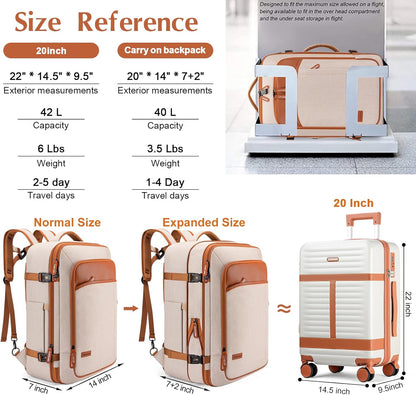 Lumesner Carry on Backpack, Extra Large 40L Flight Approved Travel Backpack for Men & Women