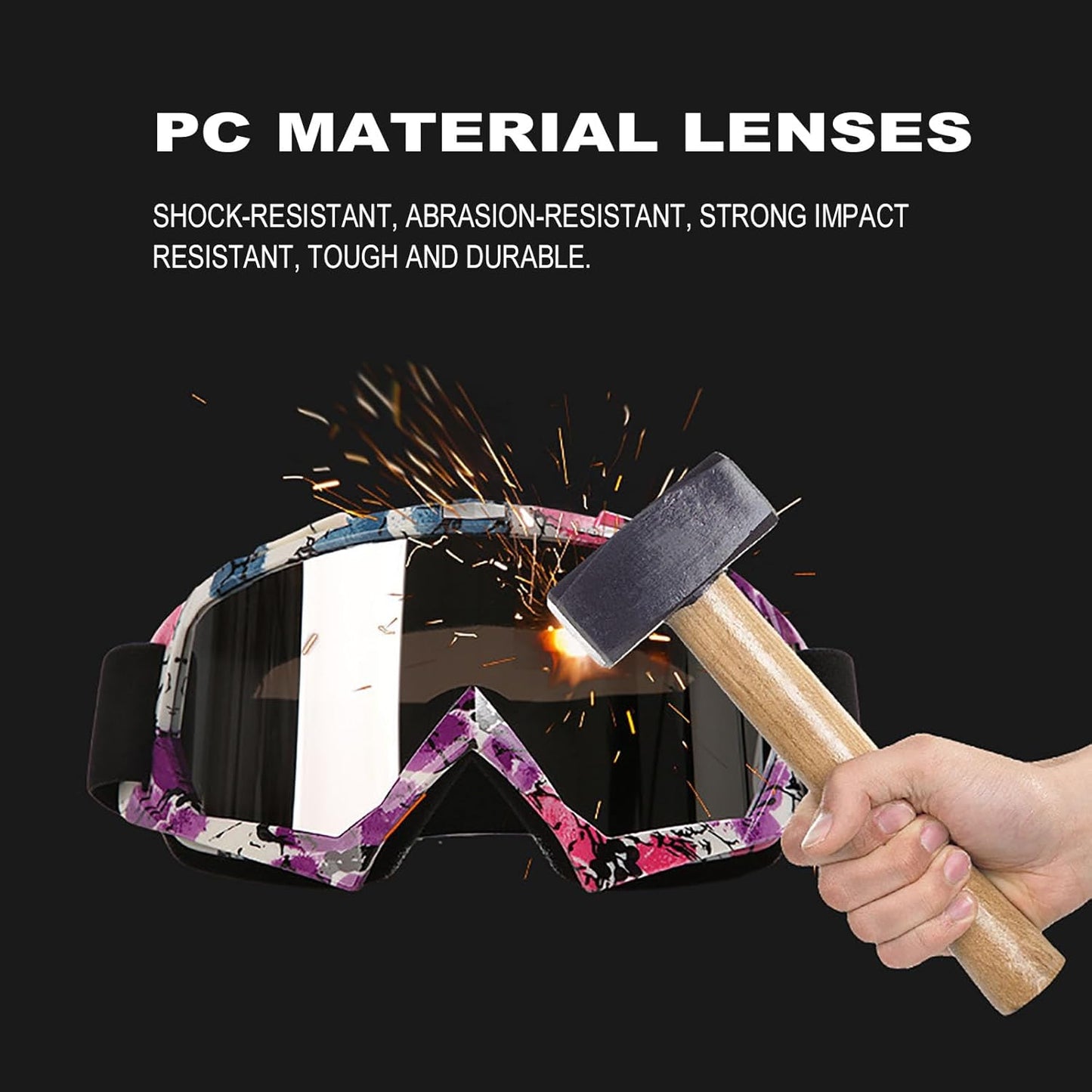 immoono Motorcycle Skiing Goggles with Neck Gaiter for Women Girls, OTG Anti UV Fog ATV Dirt Bike Motocross Riding Glasses