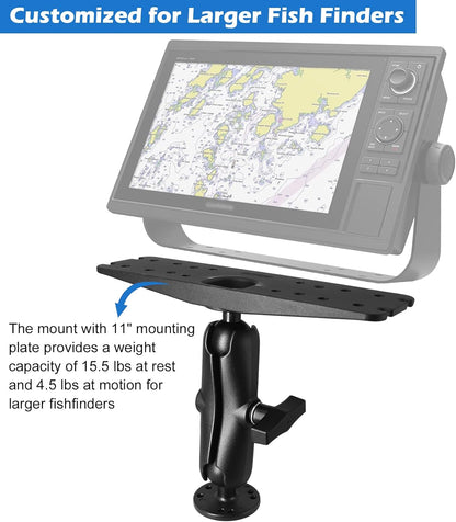 WINDFRD 1.5" Ball Fish Finder Mount for 9" to 12" Large Fishfinder, Marine Electronic Depth Finder Mount with C Size Ball, Compatible with Garmin, Lowrance, Humminbird and More