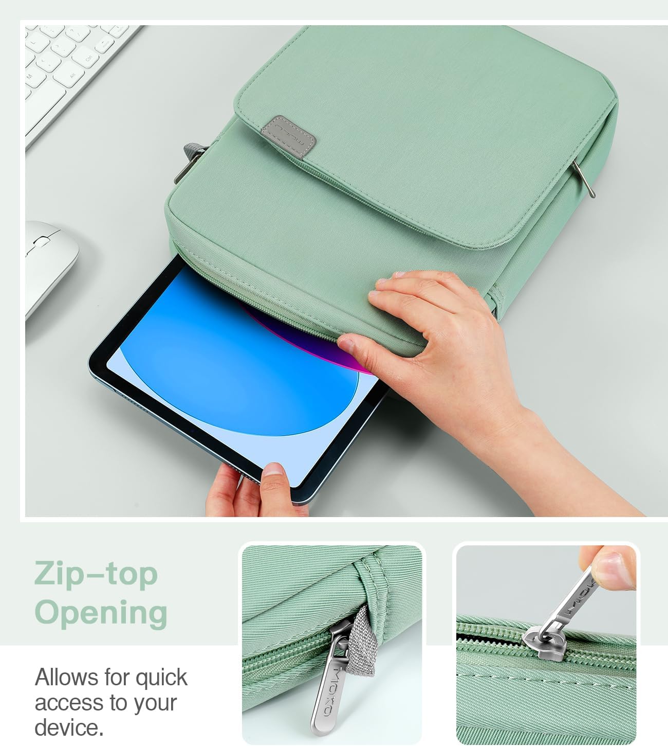 MoKo 13.3-14 Inch Laptop Sleeve Bag Fits MacBook Pro M3/M2 14" 2023, MacBook Pro 13" M2, New MacBook Air 13.6" M3/M2 2024/2022,Tab S8 Ultra 14.6",Handle Carrying Case with Shoulder Strap, Black & Gray - PuriLite