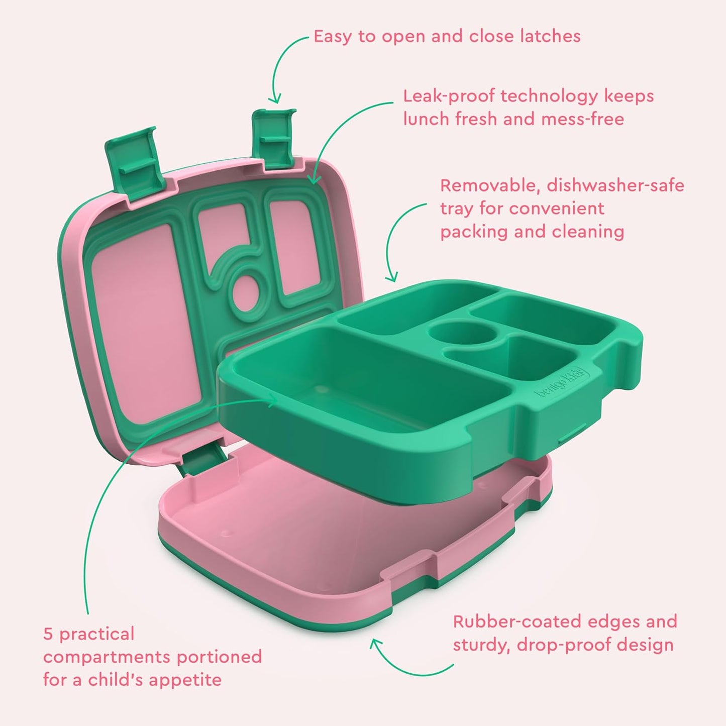 Bentgo Kids Prints (Unicorn) - Leak-Proof, 5-Compartment Bento-Style Kids Lunch Box - Ideal Portion Sizes for Ages 3 to 7 - BPA-Free and Food-Safe Materials