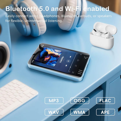MP3 Player with Bluetooth and WiFi, Music Player with Camera Spotify Pandora,Amazon Music, 4" Touch Screen Android MP4 MP3 Player with Speaker 144GB MP4 & MP3 Player for Travel Sport