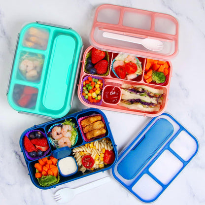 MaMix Bento Lunch Box Adult, Kids, Lunch Containers for Adults/Kids/Students,1300ML-4 Compartment (Blue)