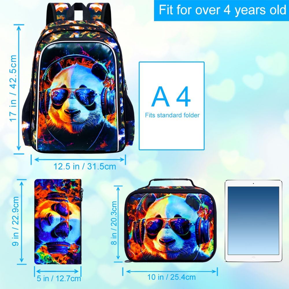 3pcs Backpack for Boys and Girls, 16” Kids Kindergarten Bookbag with Lunch Box, Cute Elementary Backpacks for Boy Girl