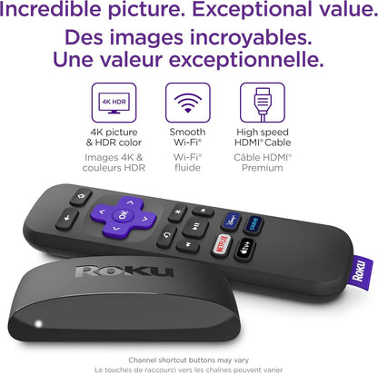 Roku Express 4K (Official Manufacturer Product) Streaming Media Player HD/4K/HDR with Smooth Wireless Streaming and Roku Simple Remote (No TV Controls), Includes Premium HDMI Cable
