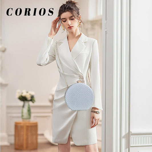 CORIOS Women's Evening Handbags Luxury Round Clutch Purse Shoulder Bag with PU Leather - PuriLite